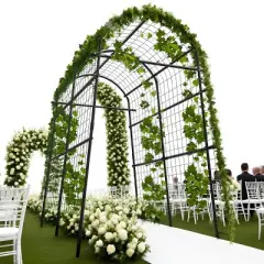 Garden Arch Trellis 7.5FT &ndash; Extra Tall Metal Pergola Arbor with Polyethylene-Coated Steel, Adjustable Width, for Climbing Plants & Outdoor D&eacute;cor