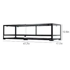 REPTI ZOO  Black Reptile Glass Terrarium, 47.7Lx17.7Dx12.6H, Easy Assembly