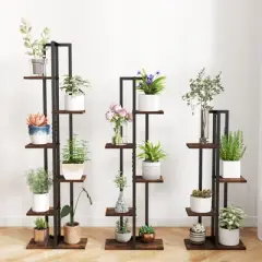 Tangkula 3 PCS Plant Stand Set 4+5+6-Tier Indoor Flower Stands Multi-Tiered Plant Shelves