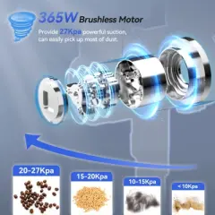 DEVOAC V90 Cordless Vacuum Cleaner, Ultra-Light Quiet Stick Vacuum, 365W Motor 27KPa Powerful Suction, Up to 45mins Runtime, 6 in 1 Handheld Vacuum