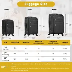 INFURNIC Bag and Luggage Sets Hardshell  5 PCS with 360&deg; Spinners Lightweight Suitcase, DurableTravel Suitcase, Black, 18.9"*12.2"*30"