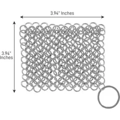 NutriChef Stainless Steel Cast Iron Cleaner - Durable Chainmail Pan-Pot Dutch Oven Cleaning Tool - Black