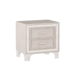 Kumasinova Velvet Modern Nightstand with Metal Legs,Silver Stripe Accent Bedside Table,Mid-Century Night Stand with Drawers,Nightstands for Bedroom