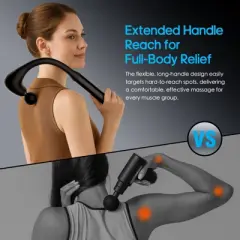 SUGIFT Ergonomic Long Handle Massage Gun Ultra-Quiet Deep Tissue with 5-Speed Control