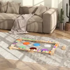 INFURNIC Baby Activity Gyms Kids Balance Beam Gymnastics Obstacle, for Motor Skills Coordination, Indoor Outdoor Use, Multicolor, 51.2"*45.3"*3.3"