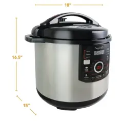 Megachef 12 Quart Steel Digital Pressure Cooker with 15 Presets and Glass Lid