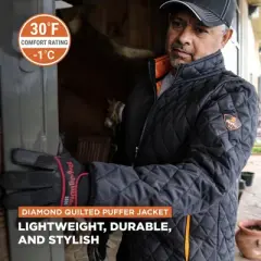 RefrigiWear Men's Lightweight Warm Insulated Diamond Quilted Jacket