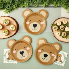 Sparkle and Bash 48-Pack Teddy Bear Disposable Paper Plates for Baby Shower Decorations, 11x11 in