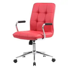 Modern Office Chair with Chrome Arms Red - Boss Office Products