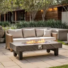 Gray 42 inch Iron Fire Pit Table Wood Fire Pit for Patio Backyard Deck Outdoor Fireplaces Stove