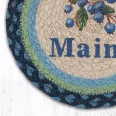 Earth Rugs Blueberry Farm Round Jute Trivet &ndash; Maine Fruit Design by Harry W. Smith