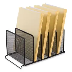 Universal Deluxe Mesh Stacking Sorter, 5 Sections, Letter to Legal Size Files, Black, 14.63" x 8.13" x 7.5"