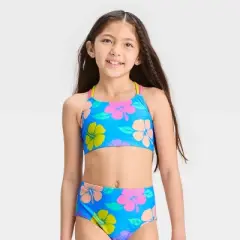Girls' 3pc 'Happy Hibiscus' Cropped Rash Guard Swimwear Set - Cat & Jack&trade;