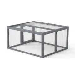 SEVOBAL Pet Crates and Houses Folding Rabbit Hutch Lockable Doors Ground Stakes for Indoor and Outdoor Patio Garden Deck, Gray, 43.3"*37"*21.3"