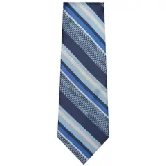 TheDapperTie Men's Blue And White Stripes Necktie with Hanky