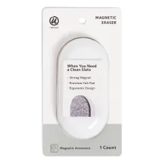 U Brands 3.5" x 7" Magnetic Board Eraser White: Dry Erase & Chalkboard Accessory, Fabric & Plastic, Gray/Black