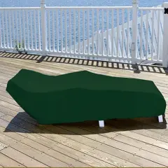 LB International 81" Green and White Reversible Lounge Chair Cover