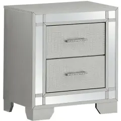 Passion Furniture Madison 2-Drawer Silver Champagne Nightstand (26 in. H x 17 in. W x 23 in. D)