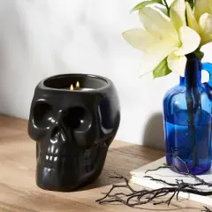 38oz XL Ceramic Skull Figural Candle Black - Threshold&trade;