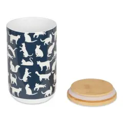 Bone Dry Ceramic Treat Canister - Cats Meow Navy