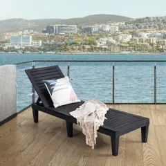 Tangkula Patio Lounge Chair Chaise Recliner Adjustable Backrest Outdoor&Indoor Black/Brown