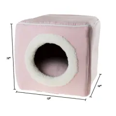 Cat House - Indoor Bed with Removable Foam Cushion - Cat Cave for Puppies, Rabbits, Guinea Pigs, Hedgehogs, and Other Small Animals by PETMAKER (Pink)