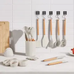 VEVOR Kitchen Cooking Utensils Set, 34 PCS Silicone Spatula Set with Holder, 428&deg;F Heat Resistant Gadget Spoons Tools, White