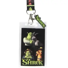 Shrek Ogre and Friends ID Reversible Lanyard Badge Holder w Shrek Rubber Charm
