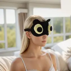 Soft Yellow Eyes Circle Eyes Sleep Mask Black 1 Pc