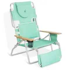 Ostrich Deluxe Padded 3-N-1 Lightweight Portable Adjustable Outdoor Folding Chair for Lawn Beach Lake Camping Lounge with Footrest, Teal (2 Pack)