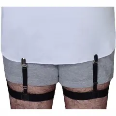 Comfy Clothiers Garter Style Shirt Stays, Adjustable Elastic Shirt Garters with Locking, 1 pair, Deluxe Black