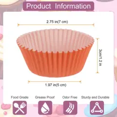 Unique Bargains Greaseproof Disposable Standard Size Cake Cookie Baking Cups 100 Pcs Orange