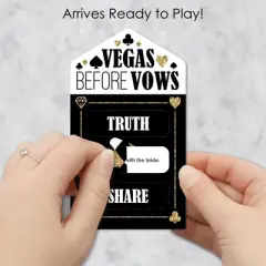 Big Dot of Happiness Vegas Before Vows - Las Vegas Bridal Shower or Bachelorette Party Game Pickle Cards - Truth, Dare, Share Pull Tabs - Set of 12