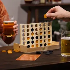 Foster & Rye Four and Win, Classic Board Game, Games for 2 Players, Vintage Wood Design