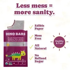 Dino Bars | Sweet Potato Raspberry | Organic Mess-Free Kids Fruit Bars
