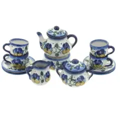Blue Rose Polish Pottery 34A WR Unikat Miniature Tea Set