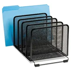 Rolodex Mesh Stacking Sorter Five Sections Metal 8 1/4 x 14 3/8 x 7 7/8 Black 22141