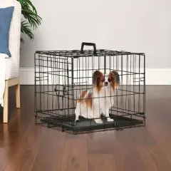 FDW 18-48in Dog Crates for Dogs Folding Mental Wire Crates Dog Kennels Pet Crate with Removable Tray and Handle