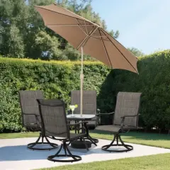 Aoodor 9FT Outdoor Patio Umbrella, Outdoor Market Table Umbrella with 8 Sturdy Ribs, Push Button Tilt and Crank
