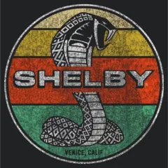 Women's Shelby Cobra Distressed Colorful Stripe Stamp Racerback Tank Top
