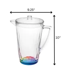 Gulches 2.5 Quarts Rainbow Design Unbreakable Plastic Water Pitcher with Lid - BPA Free, Ideal for Drinks & Juices, with Spout