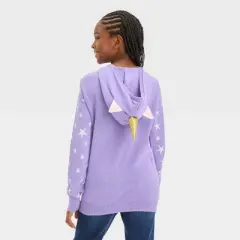 Girls' Unicorn Holiday Hooded Sweater - Purple