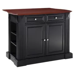 Drop Leaf Breakfast Bar Top Kitchen Island - Black - Crosley