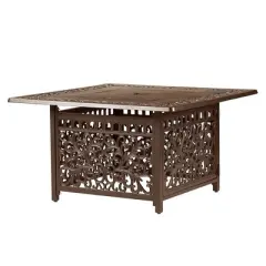 42" Square Aluminum 55000 BTUs Propane Fire Pit Table with Two Covers - Oakland Living
