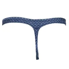 Men's Stretch Silk Thong Diamond Pattern Adult Underwear G-String Blue