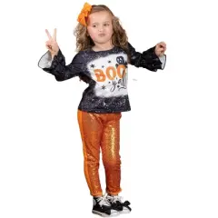 Girls Boo Y'all Sequin Pants Set - Mia Belle Girls