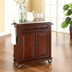 Compact Stainless Steel Top Kitchen Cart Mahogany - Crosley