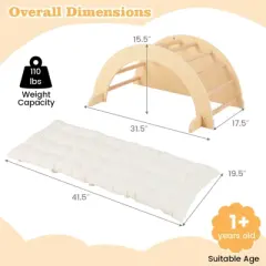 Costway 6 in 1 Climbing Arch Wooden Rocker Arch Climbing Toy with Removable Cushion Coffee/Beige