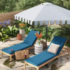 9' Hexagon Scalloped Outdoor Patio Market Umbrella Off-White with Black Pole - Threshold&trade;