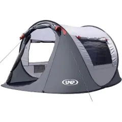 Anybear 3 Person Pop-up Tent Gray with 2 Doors for Camping Hiking